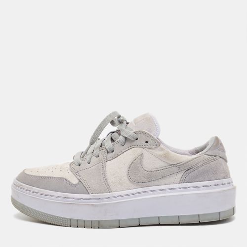 Air Jordans Grey/White Suede Elevate Air Jordan 1 Low Top Sneaker