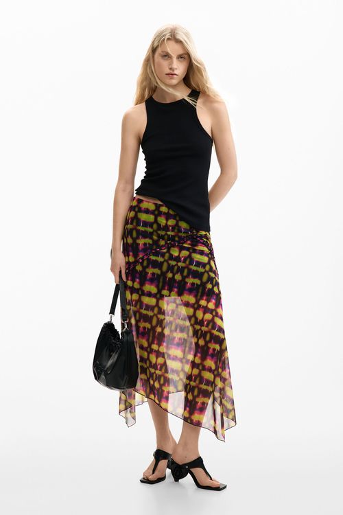 Asymmetrical printed skirt