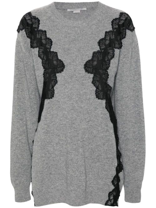 Lace-detail wool minidress - Grey