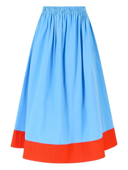 Shirred Poplin midi skirt - Blue