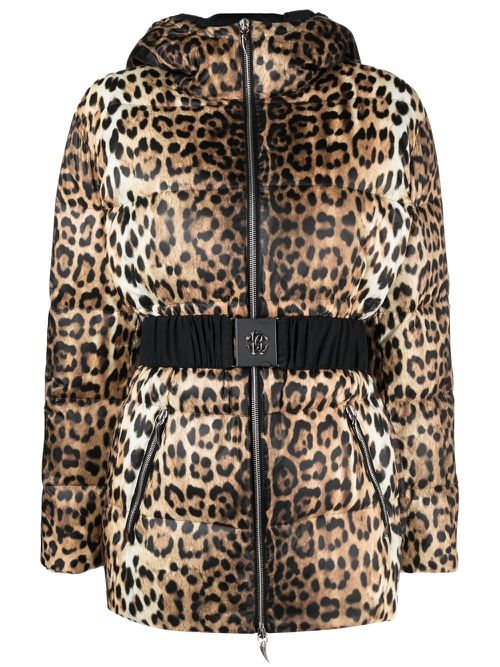 Leopard-print padded jacket - Neutrals