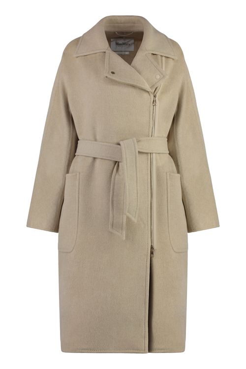 Agosto Wool Jacket with Lapel Collar and Coordinated Waist Belt