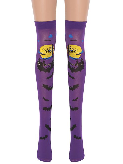 Women Saloon Stockings Bat Knee High Socks Carnival Cosplay Costume Accessorie