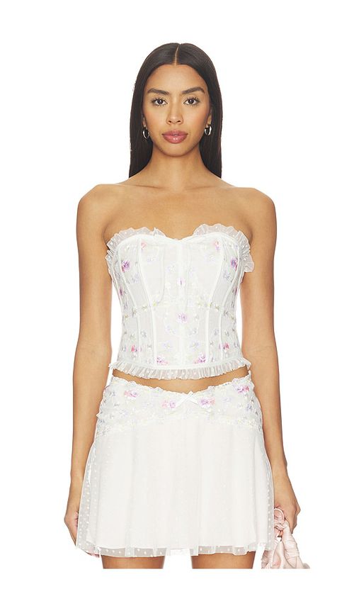 For Love & Lemons Spring Blossom Corset Top in White. - S also in XS, M