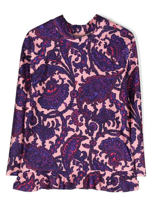Paisley-print sun-protective top - Purple