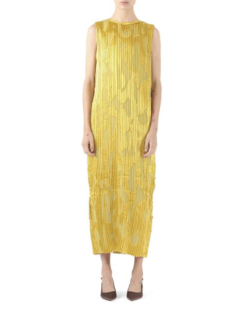 Pleated midi dress - Yellow