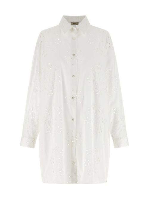 Elegant Long Sleeve Cotton Shirt with Embroidery