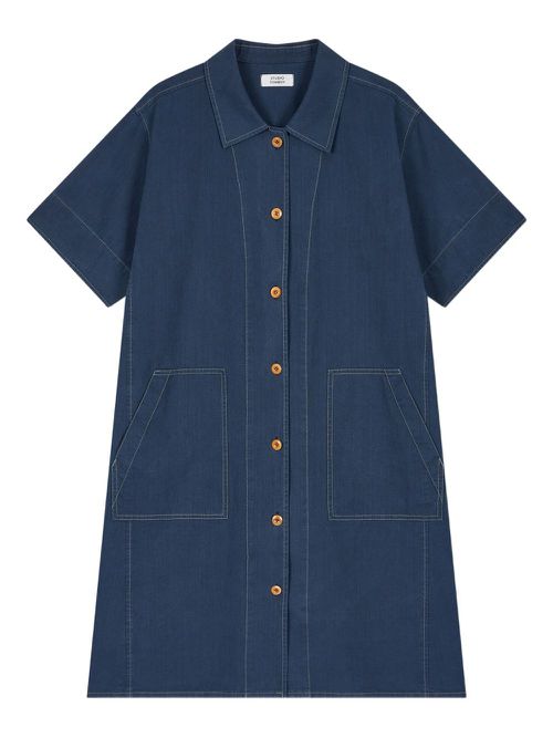 Denim button-up midi dress - Blue