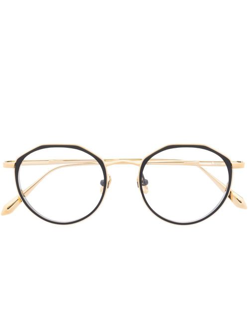 Cesar round-frame etched glasses - Gold