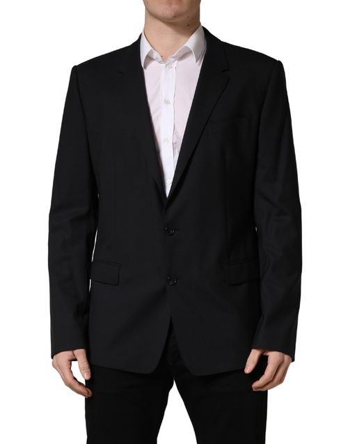 Single-Breasted Virgin Wool Blazer — Navy