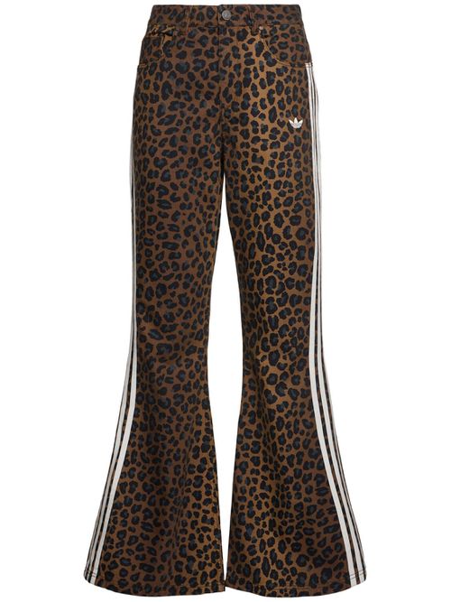 Leopard Print Denim Flared Pants