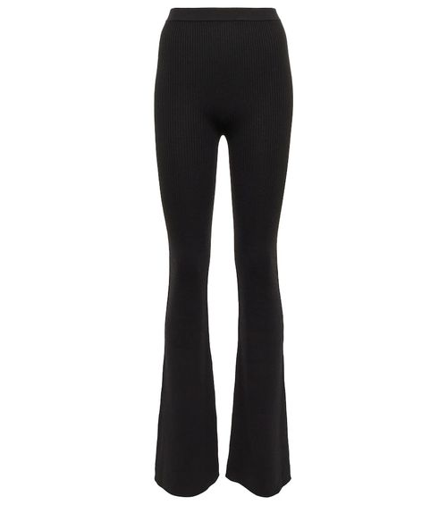Rib-knit wool-blend pants
