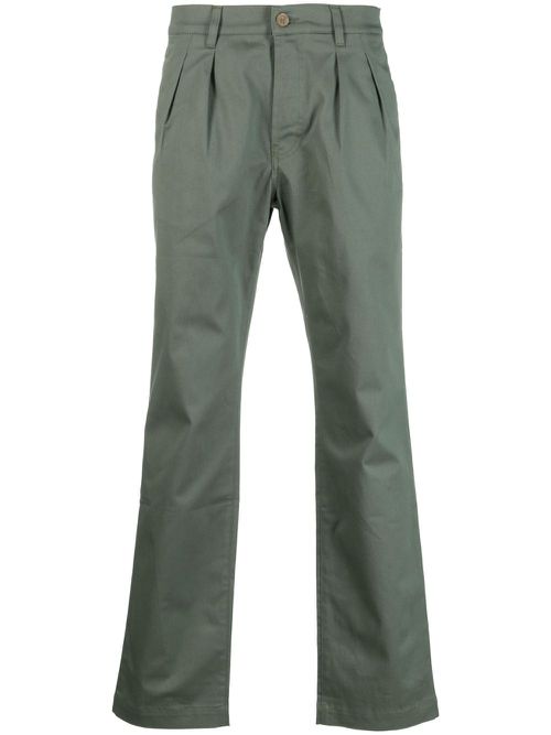 Pleat-detail chino trousers - Green
