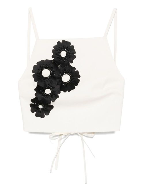 MSGM floral-appliqué top - Neutrals
