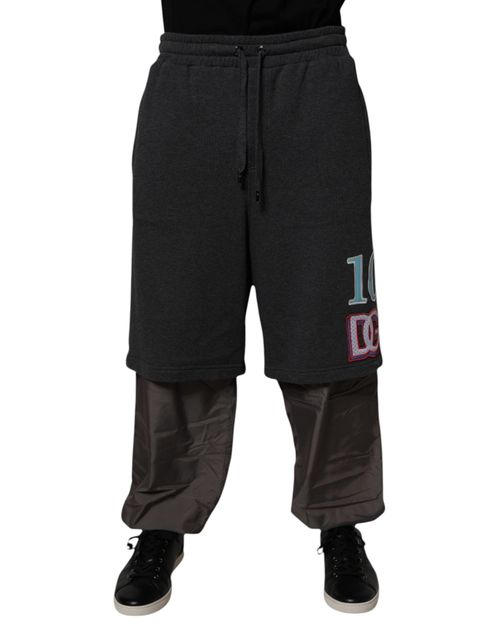 Cotton-Blend Layered Joggers — Gray