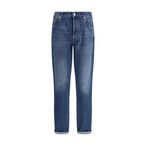 Cotton Straight-Leg Jeans — Blue