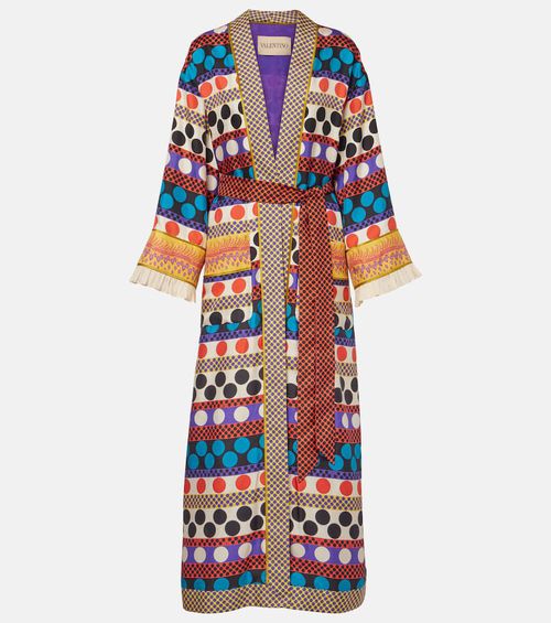 Polka-dot silk beach cover-up