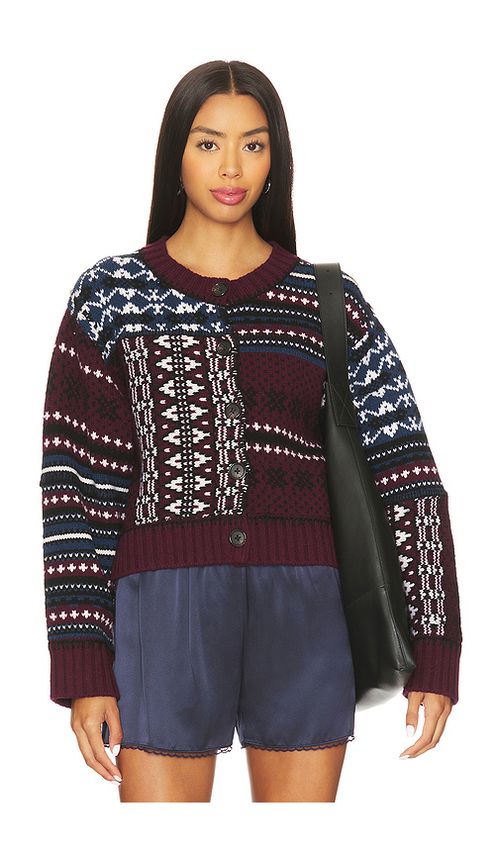 Sea Linea Fair Isle Cardigan in Burgundy. XS. Also in L, M