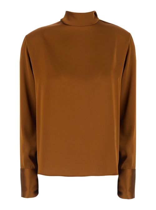 Satin Shirt — Brown