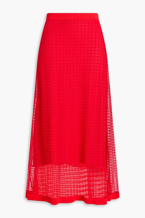 Gemma shirred knitted maxi skirt - Red - M
