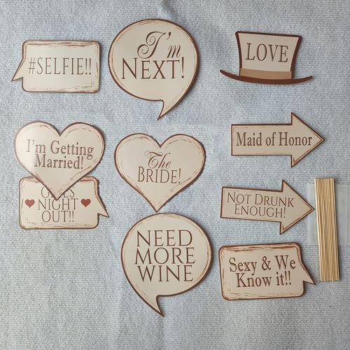 TEMU 10pcs Wedding Photo Booth Props - Heart-shaped With "love" Sign, Bride Showers, Bachelor Parties, And Celebrations, Party Photo Prop