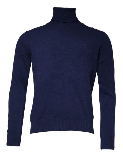 Virgin Wool & Cashmere Blend Turtleneck Sweater — Navy