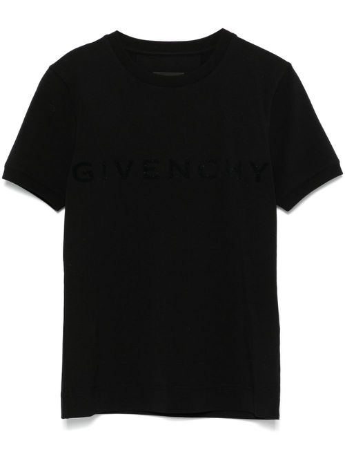 Logo-flocked T-shirt - Black