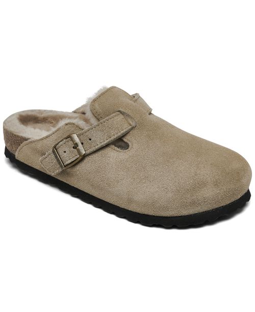 Women's Boston Shearling Suede Leather Clogs from Finish Line - Taupe