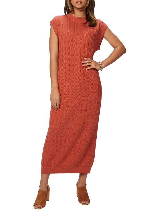 Sleeveless Lace Dress In Apricot Brandy