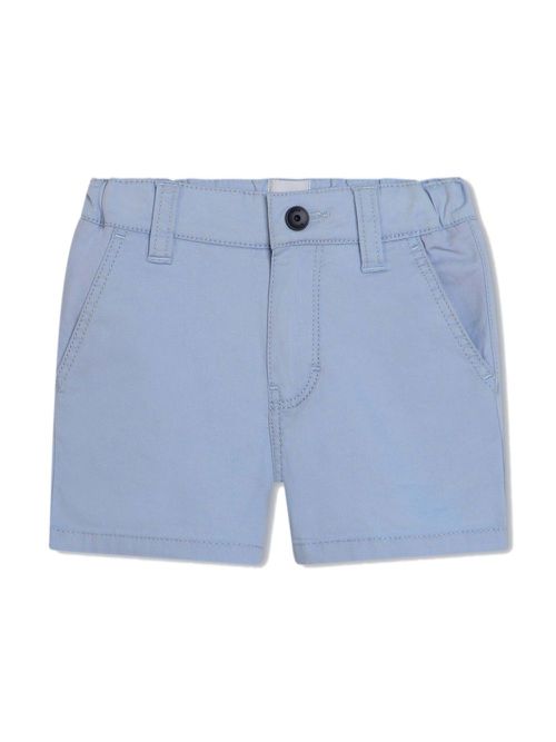 Elastic-waist twill bermuda shorts - Blue
