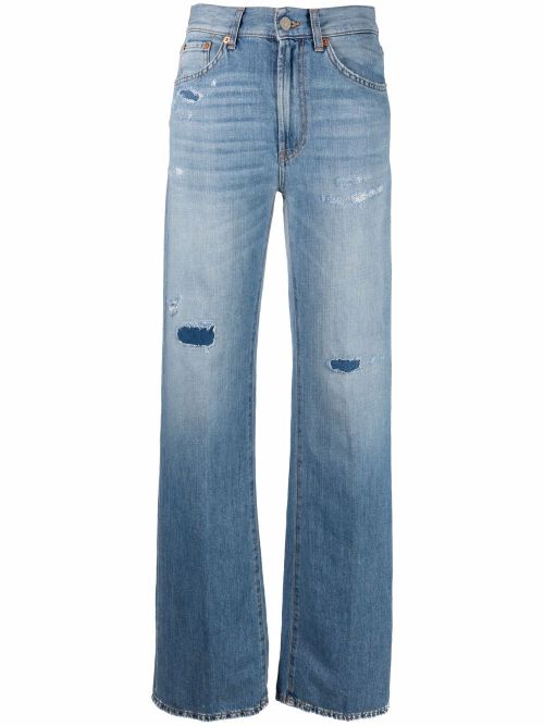 Distressed wide-leg jeans - Blue