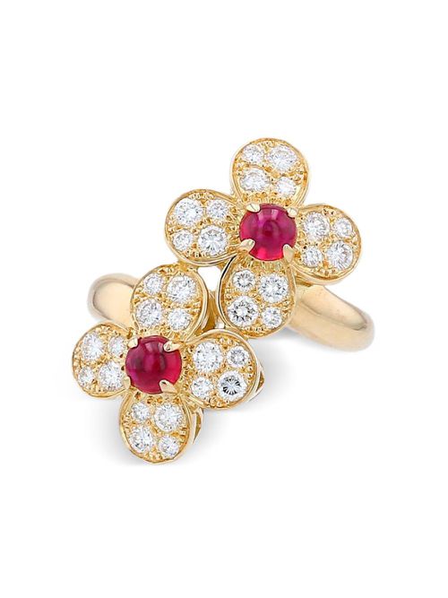 18kt yellow gold ruby and diamond ring