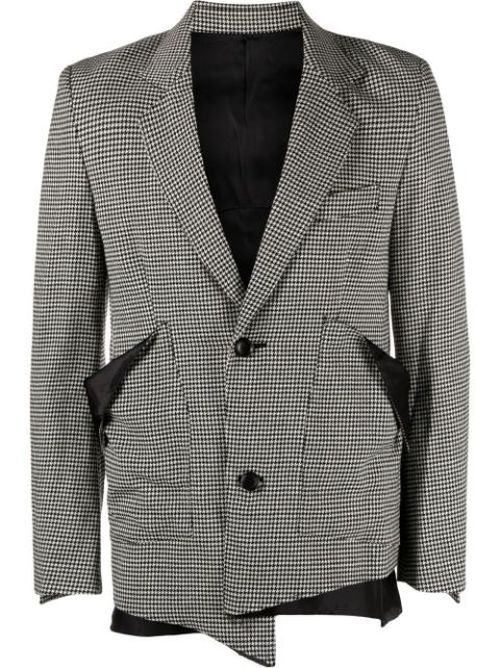 Asymmetric-hem long-sleeve blazer
