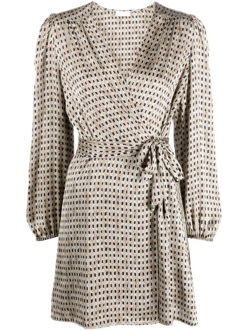 Geometric pattern wrap dress - Neutrals