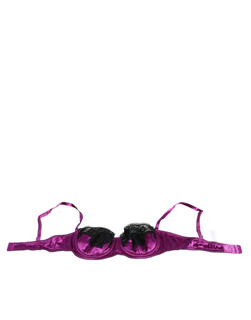 Purple Silk Underwired Balconette Bra Underwear Elastane Clothing