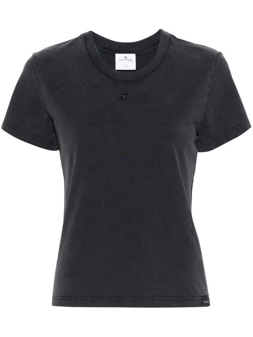 Logo-embroidered cotton T-shirt - Grey