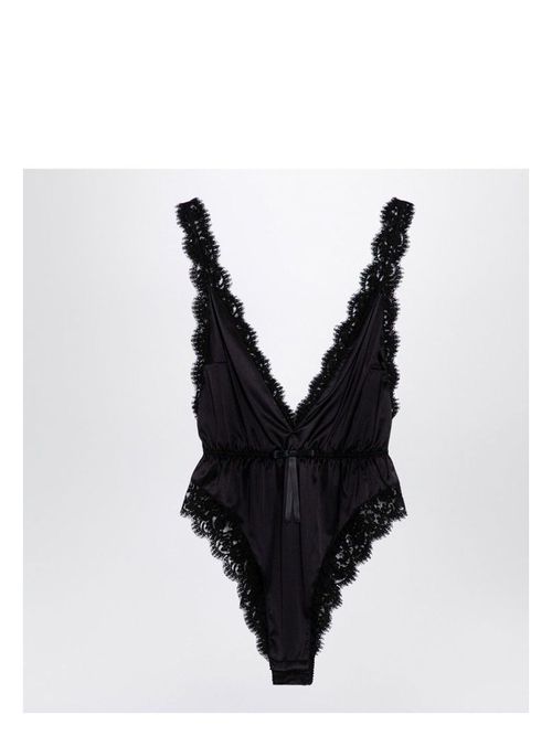 Dolce & Gabbana Women's Silk-Blend And Lace Bodysuit in Black | Size 3 | O9C61TONQ41