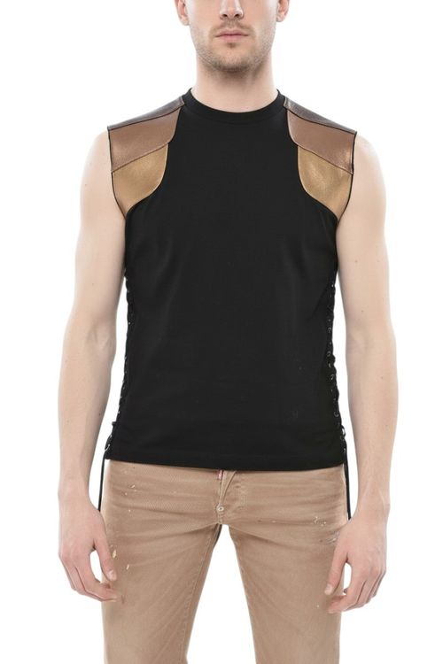 Black Solid Sleeveless T-Shirt