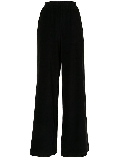 Velvet wide-leg trousers - Black