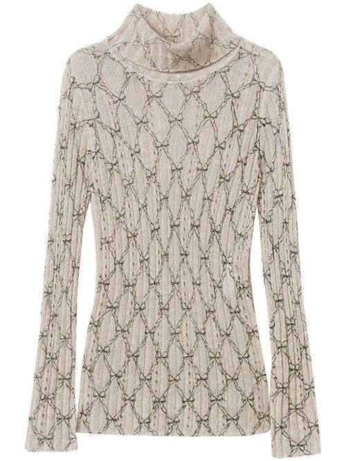 Roll-neck printed sweater - Neutrals