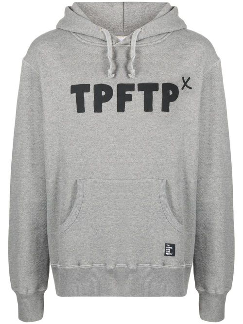 Logo print drawstring hoodie - Grey