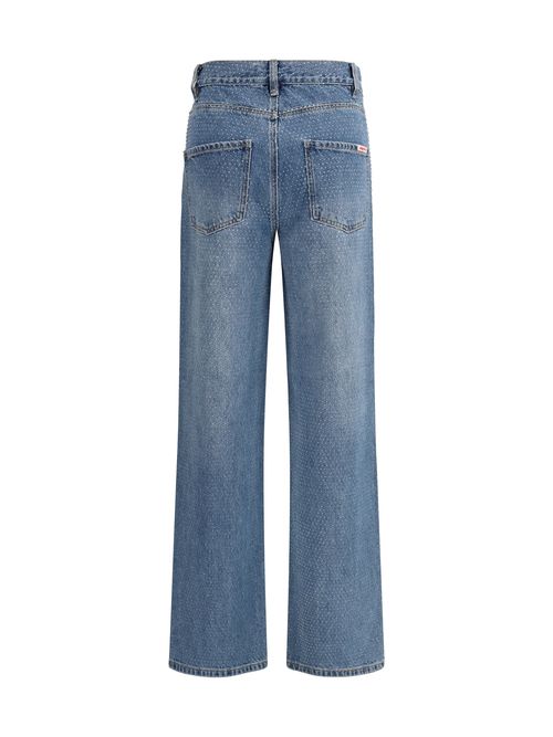 Rhinestone-Embellished Jeans — Blue