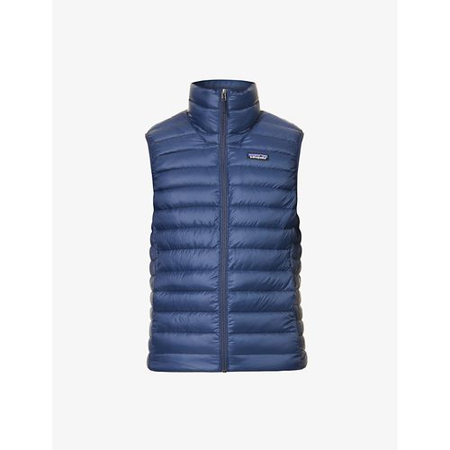 Mens New Navy Padded Brand-patch Recycled-nylon Down Gilet L