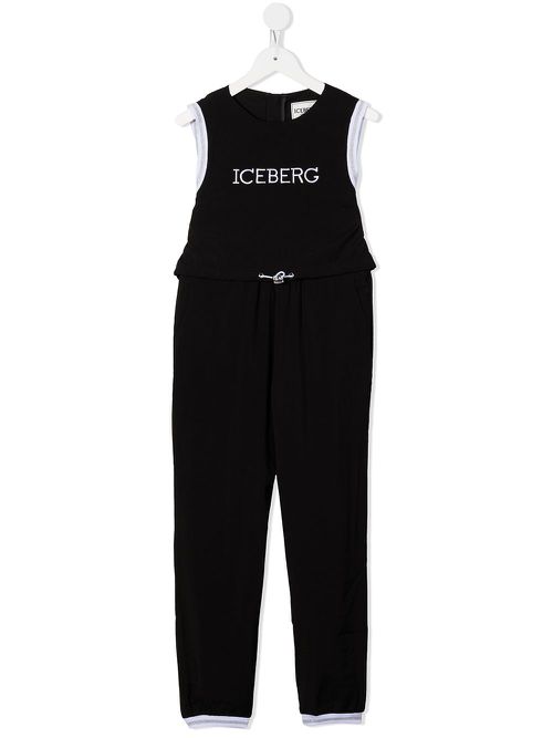 Embroidered-logo jumpsuit - Black