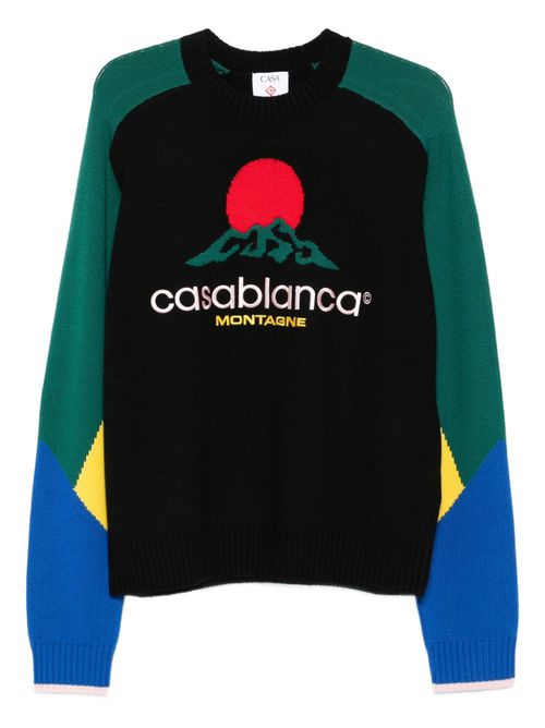 Logo-embroidered sweater - Black