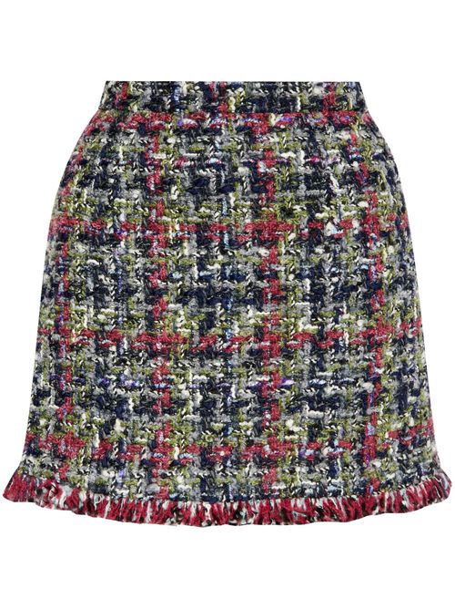 Tweed-bouclé check mini skirt - Black
