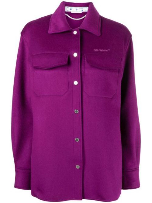 Logo-embroidered shirt jacket