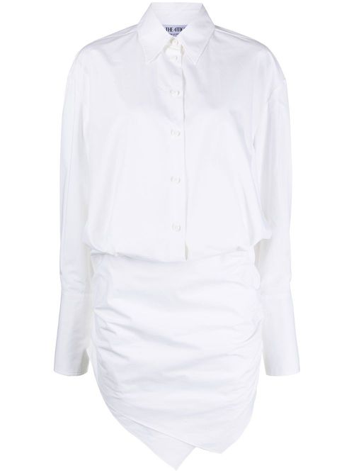 Ruched-front shirtdress - White