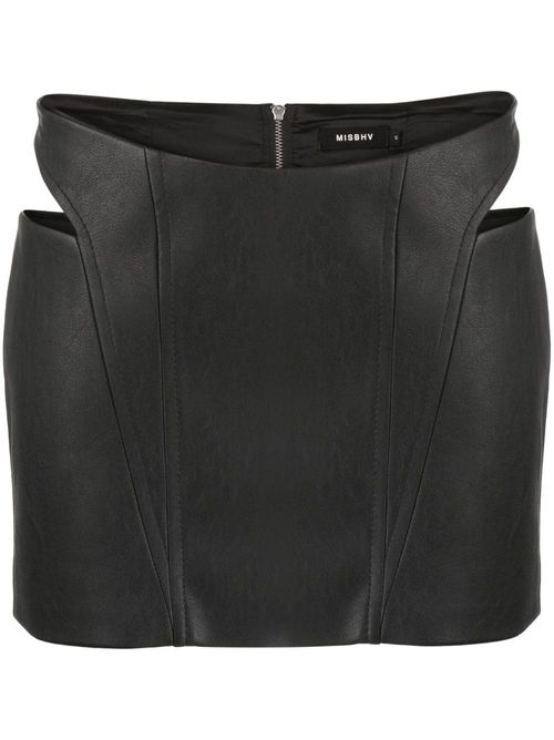 Faux-leather cut-out miniskirt - Black