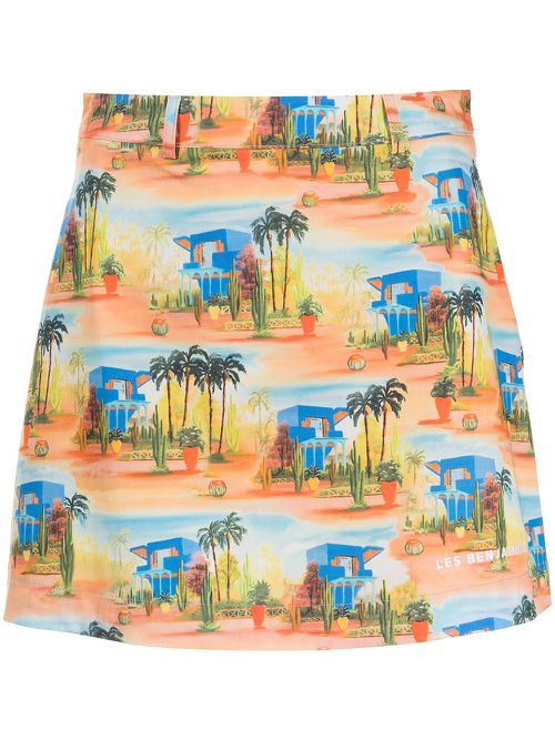 Graphic-print mini skirt - Orange